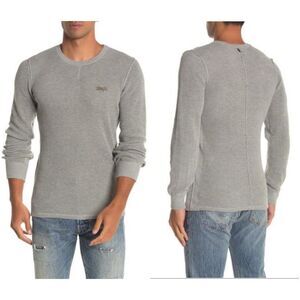 Men’s Gray Long Sleeve Thermal Shirt – Casual Slim Fit Waffle Knit Crewneck L